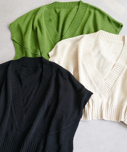 DISCOAT（ディスコート）の「【WEB限定】深Vニットベスト（ベスト・レディース・ブラック/グリーン/ホワイト系その他/ブラウン・FREE）」の5枚目の写真