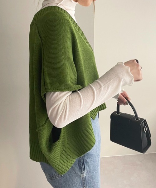 DISCOAT（ディスコート）の「【WEB限定】深Vニットベスト（ベスト・レディース・ブラック/グリーン/ホワイト系その他/ブラウン・FREE）」の13枚目の写真