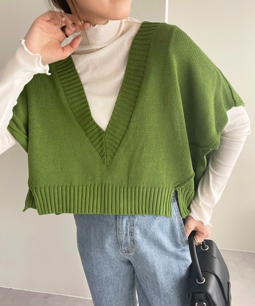 DISCOAT（ディスコート）の「【WEB限定】深Vニットベスト（ベスト・レディース・ブラック/グリーン/ホワイト系その他/ブラウン・FREE）」の15枚目の写真