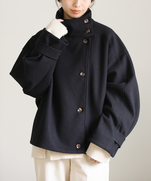 select MOCA（セレクトモカ）の「スタンドカラーショートコート（その他アウター・レディース・モカ/ブラック/アイボリー・FREE）」の3枚目の写真