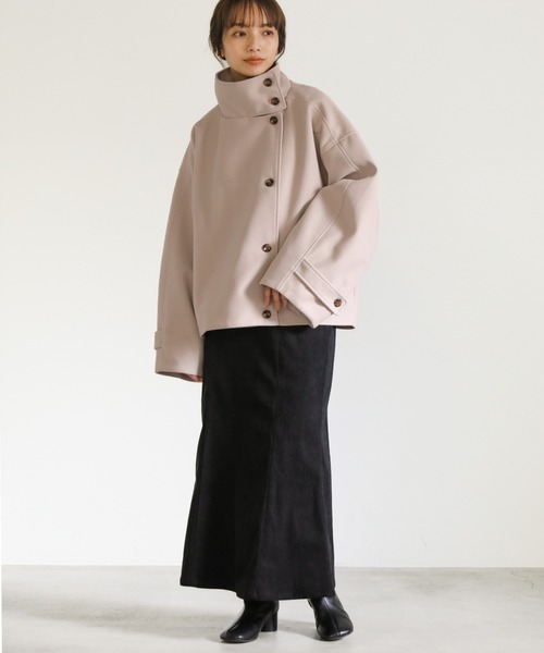 select MOCA（セレクトモカ）の「スタンドカラーショートコート（その他アウター・レディース・モカ/ブラック/アイボリー・FREE）」の6枚目の写真