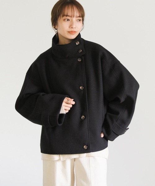 select MOCA（セレクトモカ）の「スタンドカラーショートコート（その他アウター・レディース・モカ/ブラック/アイボリー・FREE）」の8枚目の写真