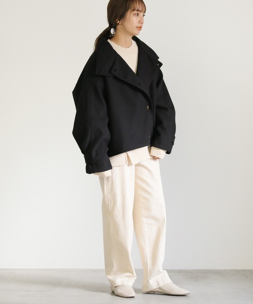 select MOCA（セレクトモカ）の「スタンドカラーショートコート（その他アウター・レディース・モカ/ブラック/アイボリー・FREE）」の13枚目の写真
