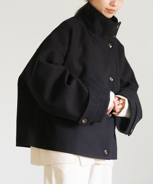 select MOCA（セレクトモカ）の「スタンドカラーショートコート（その他アウター・レディース・モカ/ブラック/アイボリー・FREE）」の10枚目の写真