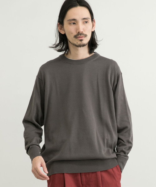 URBAN RESEARCH(アーバンリサーチ)の「ハイゲージコットンクルーネックニット(ニット/セーター・メンズ・ブラック/グレー/グリーン系その他・MEDIUM/LARGE/X-LARGE)」の4枚目の写真