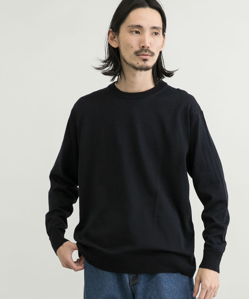 URBAN RESEARCH(アーバンリサーチ)の「ハイゲージコットンクルーネックニット(ニット/セーター・メンズ・ブラック/グレー/グリーン系その他・MEDIUM/LARGE/X-LARGE)」の7枚目の写真
