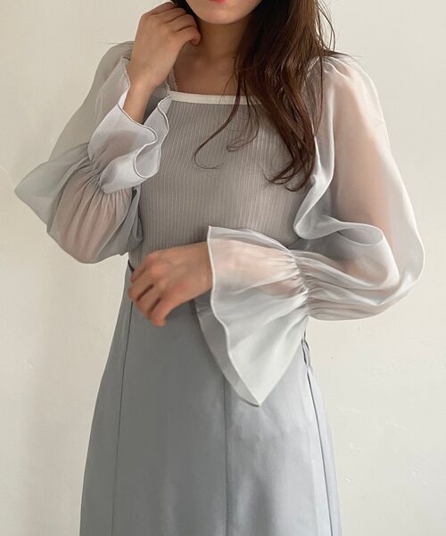 MAJESTIC LEGON（マジェスティックレゴン）の「バイカラーガーリートップス（Tシャツ/カットソー・レディース・オフホワイト/ライトグレー/ブラック・MEDIUM）」の3枚目の写真