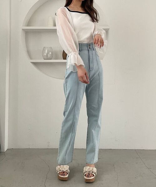 MAJESTIC LEGON（マジェスティックレゴン）の「バイカラーガーリートップス（Tシャツ/カットソー・レディース・オフホワイト/ライトグレー/ブラック・MEDIUM）」の20枚目の写真