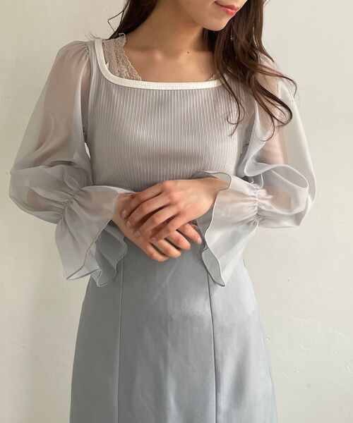 MAJESTIC LEGON（マジェスティックレゴン）の「バイカラーガーリートップス（Tシャツ/カットソー・レディース・オフホワイト/ライトグレー/ブラック・MEDIUM）」の8枚目の写真