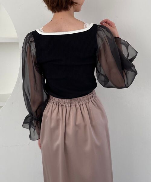 MAJESTIC LEGON（マジェスティックレゴン）の「バイカラーガーリートップス（Tシャツ/カットソー・レディース・オフホワイト/ライトグレー/ブラック・MEDIUM）」の16枚目の写真