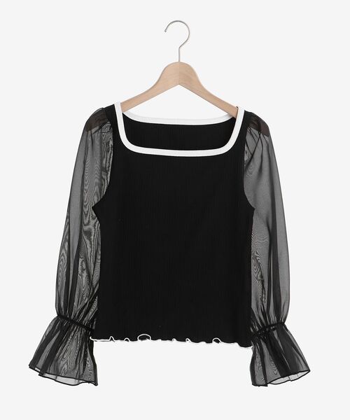 MAJESTIC LEGON（マジェスティックレゴン）の「バイカラーガーリートップス（Tシャツ/カットソー・レディース・オフホワイト/ライトグレー/ブラック・MEDIUM）」の19枚目の写真