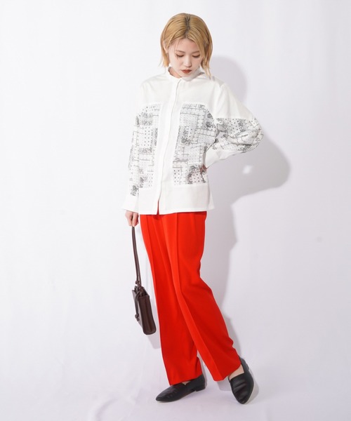 RODEO(ロデオ)の「RODEO ロデオ ペイズリーサテン切替ブラウス(シャツ/ブラウス・レディース・ブラック/オフホワイト・FREE)」の6枚目の写真