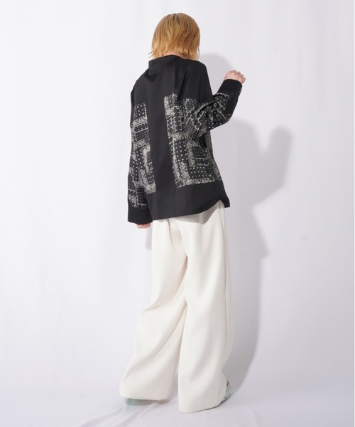 RODEO(ロデオ)の「RODEO ロデオ ペイズリーサテン切替ブラウス(シャツ/ブラウス・レディース・ブラック/オフホワイト・FREE)」の14枚目の写真