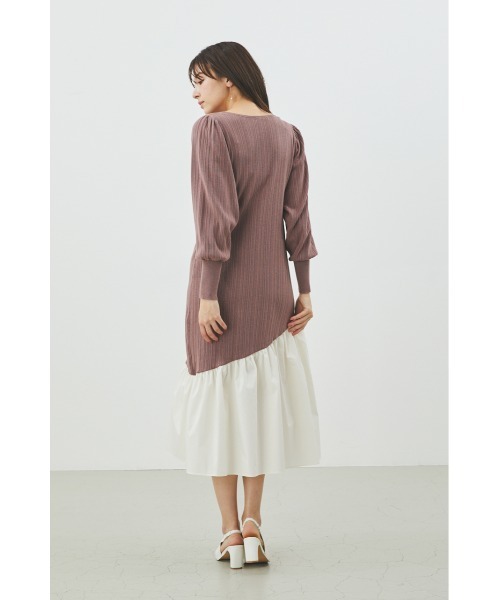 LILIDIA（リリディア）の「ダイヤネックヘムニットOP（ワンピース・レディース・ブラック/ブラウン/ピンク・SMALL/MEDIUM）」の5枚目の写真