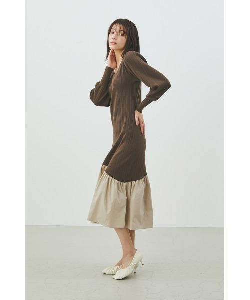 LILIDIA（リリディア）の「ダイヤネックヘムニットOP（ワンピース・レディース・ブラック/ブラウン/ピンク・SMALL/MEDIUM）」の10枚目の写真