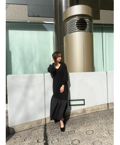 LILIDIA（リリディア）の「ダイヤネックヘムニットOP（ワンピース・レディース・ブラック/ブラウン/ピンク・SMALL/MEDIUM）」の18枚目の写真