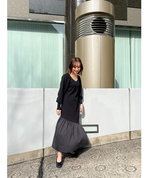 LILIDIA（リリディア）の「ダイヤネックヘムニットOP（ワンピース・レディース・ブラック/ブラウン/ピンク・SMALL/MEDIUM）」の19枚目の写真