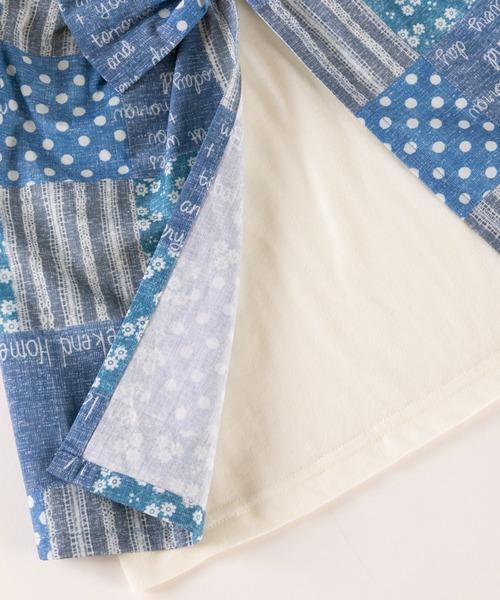 trois lapins kp(トロワラパンケーピー)の「パッチワークプリント肩開き半袖Tシャツ(110-130cm)(Tシャツ/カットソー・キッズ・ブルー・110cm/120cm/130cm)」の5枚目の写真
