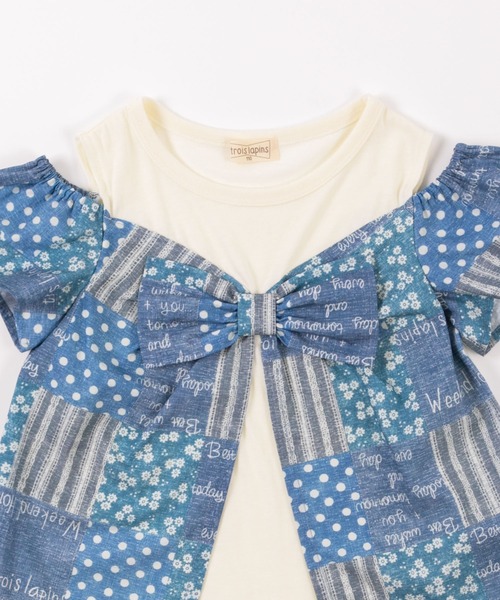 trois lapins kp(トロワラパンケーピー)の「パッチワークプリント肩開き半袖Tシャツ(110-130cm)(Tシャツ/カットソー・キッズ・ブルー・110cm/120cm/130cm)」の12枚目の写真