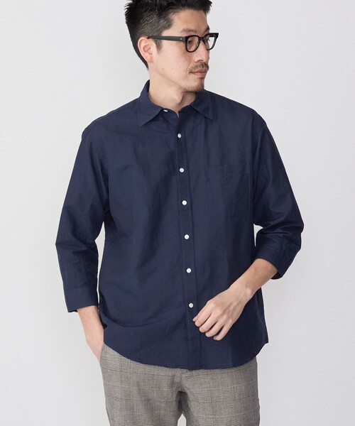 SHIPS（シップス）の「SHIPS: Herdmans コットン/リネン 7スリーブ シャツ（シャツ/ブラウス・メンズ・ネイビー/ライトオリーブ/コバルトブルー/ブラウン系/ホワイト/ダークブルー/ロイヤルブルー/レンガ/ライトブルー/ブラウン/ブルー/ライトグレー/ダークブラウン/ピンク/スカイブルー・SMALL/MEDIUM/LARGE/X-LARGE）」の10枚目の写真