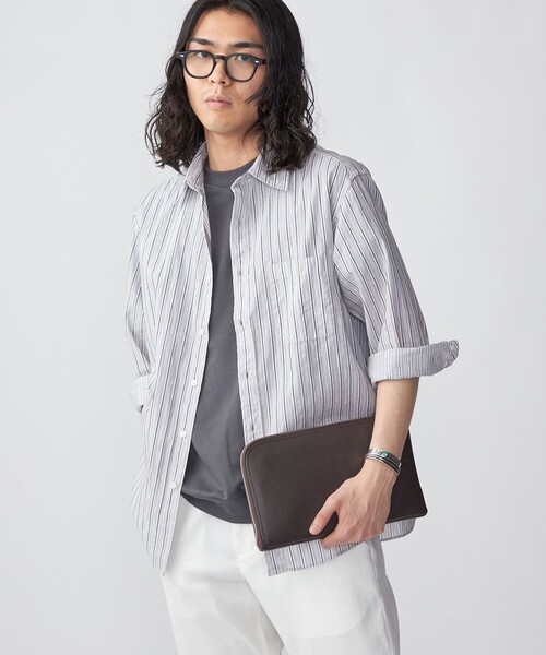 SHIPS（シップス）の「SHIPS: Herdmans コットン/リネン 7スリーブ シャツ（シャツ/ブラウス・メンズ・ネイビー/ライトオリーブ/コバルトブルー/ブラウン系/ホワイト/ダークブルー/ロイヤルブルー/レンガ/ライトブルー/ブラウン/ブルー/ライトグレー/ダークブラウン/ピンク/スカイブルー・SMALL/MEDIUM/LARGE/X-LARGE）」の3枚目の写真