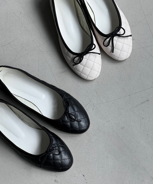 GIMME GIMME（ギミーギミー）の「【GIMME GIMME】Quilting ballet shoes gims22s001（バレエシューズ・レディース・アイボリー/ブラック・38/37/39/36/40）」の6枚目の写真