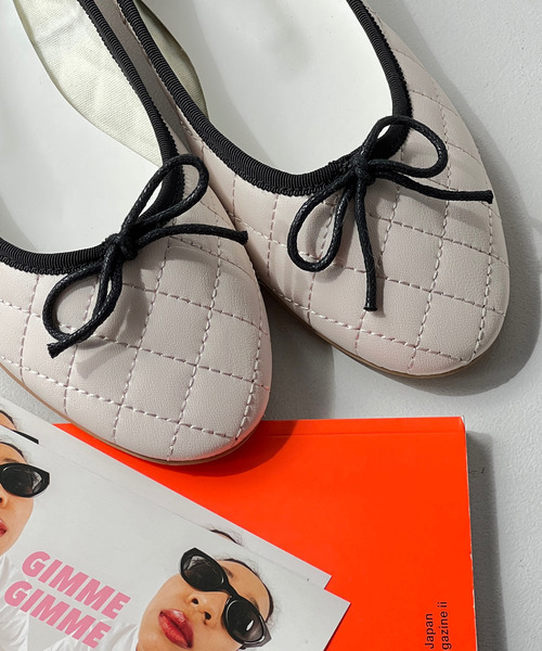 GIMME GIMME（ギミーギミー）の「【GIMME GIMME】Quilting ballet shoes gims22s001（バレエシューズ・レディース・アイボリー/ブラック・38/37/39/36/40）」の9枚目の写真