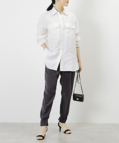 Liesse(リエス)の「ポリエステルツイルジョガーパンツ(その他パンツ・レディース・グレイッシュベージュ/スミクロ/ブラック・S/M/L)」の2枚目の写真