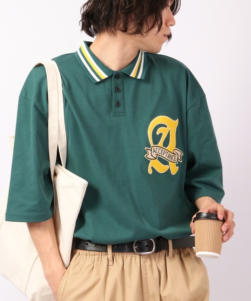 A.T,C in the attic homme(エーティーシーインジアティックオム)の「レトロ カレッジロゴ ワッペン オーバーサイズ ラガーシャツ(シャツ/ブラウス・メンズ・ホワイト/ブラック系その他/グリーン系その他/ブルー/グリーン/ブラック・M/L/XL)」の5枚目の写真
