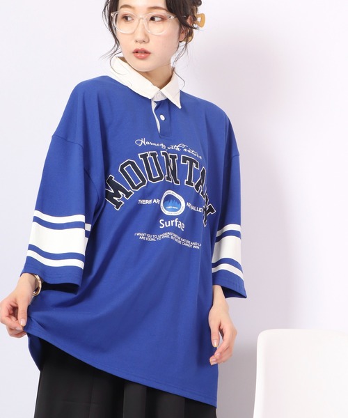 A.T,C in the attic homme(エーティーシーインジアティックオム)の「レトロ カレッジロゴ ワッペン オーバーサイズ ラガーシャツ(シャツ/ブラウス・メンズ・ホワイト/ブラック系その他/グリーン系その他/ブルー/グリーン/ブラック・M/L/XL)」の6枚目の写真