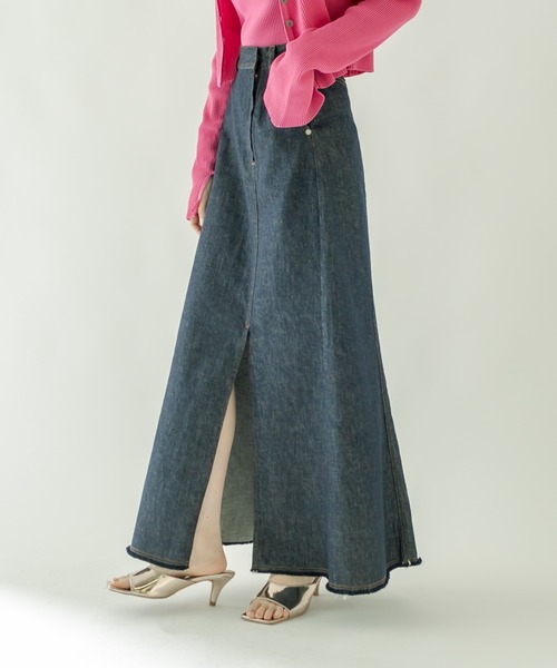 mystic（ミスティック）の「リメイクデニムロングスカート（デニムスカート・レディース・ネイビー/ブルー/グレー・2/1）」の3枚目の写真