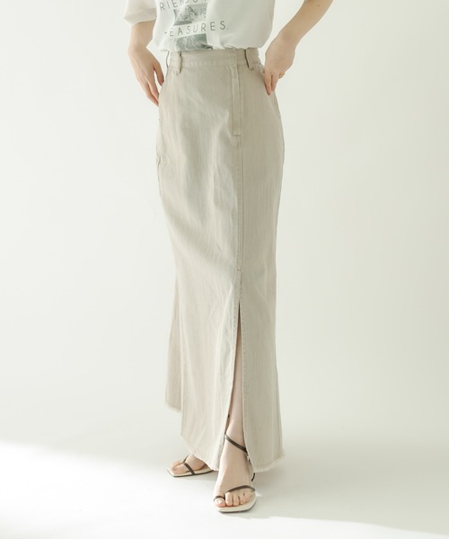 mystic（ミスティック）の「リメイクデニムロングスカート（デニムスカート・レディース・ネイビー/ブルー/グレー・2/1）」の2枚目の写真