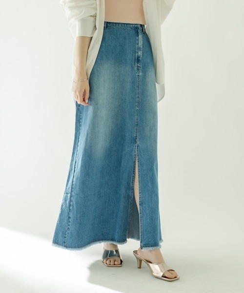 mystic（ミスティック）の「リメイクデニムロングスカート（デニムスカート・レディース・ネイビー/ブルー/グレー・2/1）」の9枚目の写真