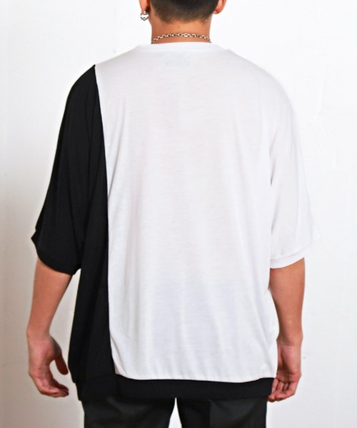 LUXSTYLE(ラグスタイル)の「T/R天竺切替ドルマン半袖Tシャツ(Tシャツ/カットソー・メンズ・チャコール/ブルーグレー/ホワイト/ミント・L/M)」の5枚目の写真