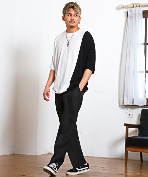 LUXSTYLE(ラグスタイル)の「T/R天竺切替ドルマン半袖Tシャツ(Tシャツ/カットソー・メンズ・チャコール/ブルーグレー/ホワイト/ミント・L/M)」の7枚目の写真