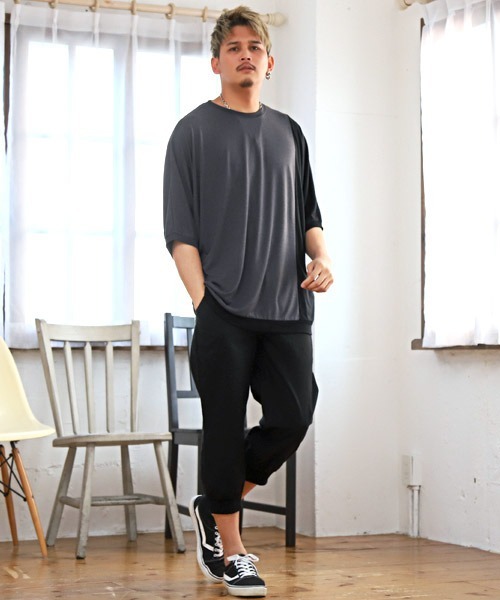 LUXSTYLE(ラグスタイル)の「T/R天竺切替ドルマン半袖Tシャツ(Tシャツ/カットソー・メンズ・チャコール/ブルーグレー/ホワイト/ミント・L/M)」の8枚目の写真