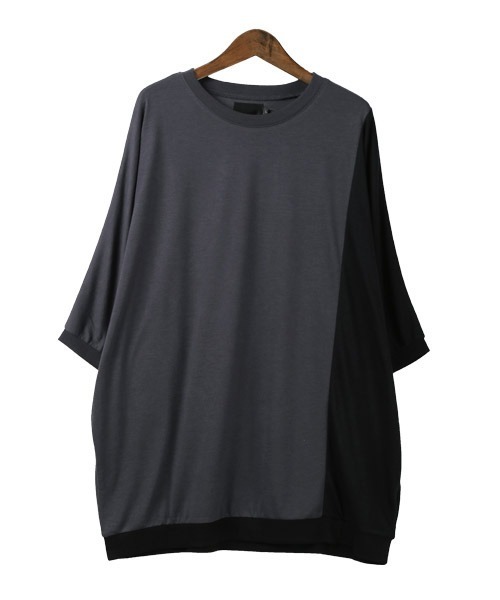 LUXSTYLE(ラグスタイル)の「T/R天竺切替ドルマン半袖Tシャツ(Tシャツ/カットソー・メンズ・チャコール/ブルーグレー/ホワイト/ミント・L/M)」の12枚目の写真