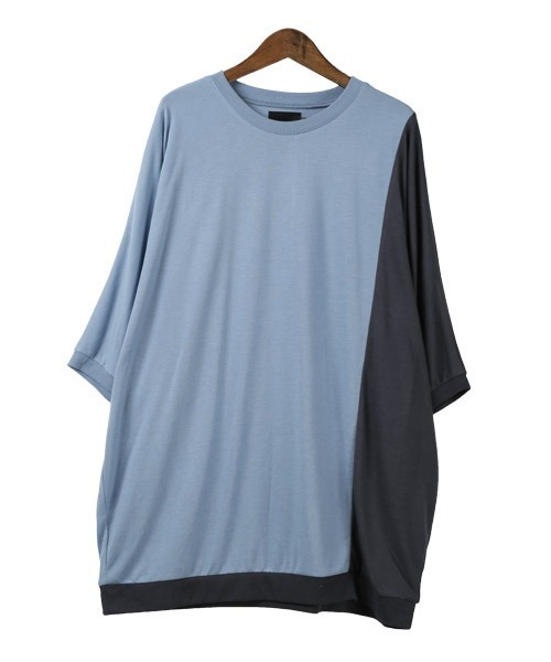 LUXSTYLE(ラグスタイル)の「T/R天竺切替ドルマン半袖Tシャツ(Tシャツ/カットソー・メンズ・チャコール/ブルーグレー/ホワイト/ミント・L/M)」の13枚目の写真