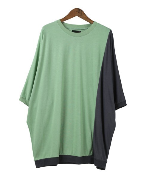 LUXSTYLE(ラグスタイル)の「T/R天竺切替ドルマン半袖Tシャツ(Tシャツ/カットソー・メンズ・チャコール/ブルーグレー/ホワイト/ミント・L/M)」の14枚目の写真