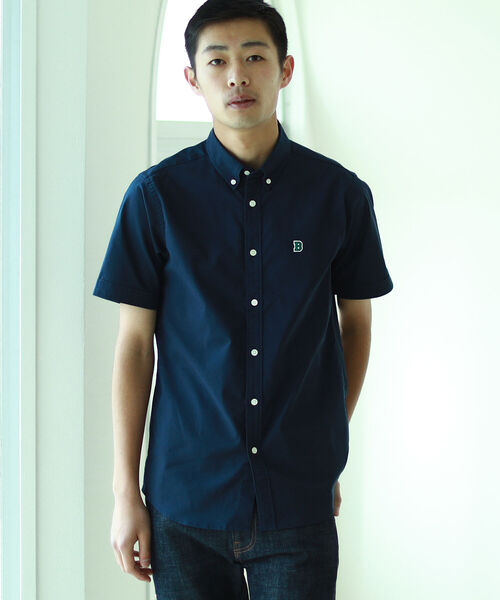 BEAMS（ビームス）の「BEAMS / ストレッチ オックス ワッペン ミニボタンダウン シャツ（シャツ/ブラウス・メンズ・ネイビー/ブラウン/ホワイト・MEDIUM/SMALL/X-LARGE/LARGE）」の9枚目の写真