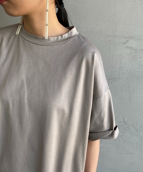 mizuiroind（ミズイロインド）の「[mizuiro ind/ミズイロインド] ロールスリーブ ワイドシルエットTシャツワンピース（ワンピース・レディース・ブラック/ベージュ/グリーン/ダークベージュ/アイボリー・F）」の14枚目の写真