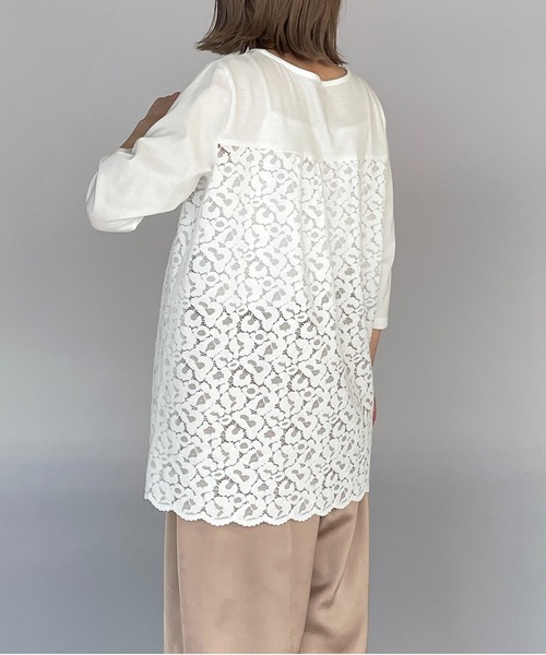 BE NEAT（ビーニート）の「レオパードラッセルレース切替えプルオーバー（Tシャツ/カットソー・レディース・オフホワイト/グレー・M）」の4枚目の写真