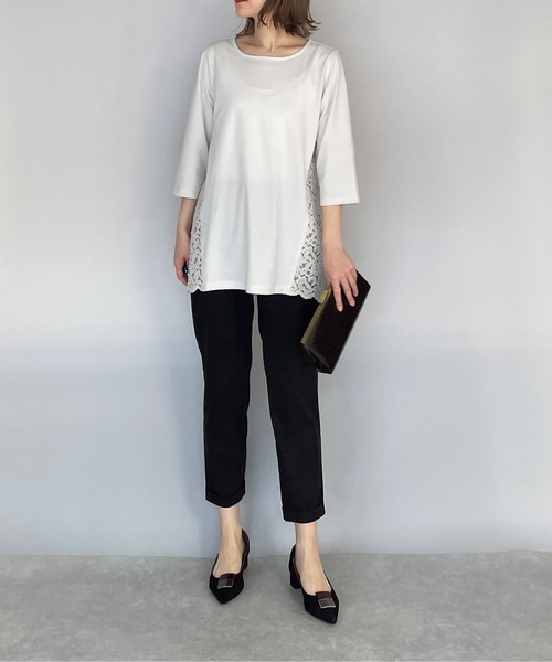 BE NEAT（ビーニート）の「レオパードラッセルレース切替えプルオーバー（Tシャツ/カットソー・レディース・オフホワイト/グレー・M）」の17枚目の写真