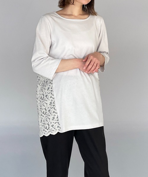 BE NEAT（ビーニート）の「レオパードラッセルレース切替えプルオーバー（Tシャツ/カットソー・レディース・オフホワイト/グレー・M）」の16枚目の写真