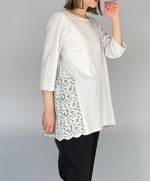 BE NEAT（ビーニート）の「レオパードラッセルレース切替えプルオーバー（Tシャツ/カットソー・レディース・オフホワイト/グレー・M）」の13枚目の写真