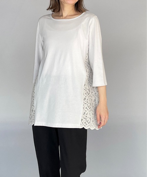 BE NEAT（ビーニート）の「レオパードラッセルレース切替えプルオーバー（Tシャツ/カットソー・レディース・オフホワイト/グレー・M）」の12枚目の写真