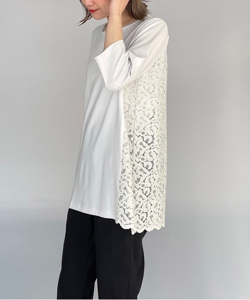 BE NEAT（ビーニート）の「レオパードラッセルレース切替えプルオーバー（Tシャツ/カットソー・レディース・オフホワイト/グレー・M）」の14枚目の写真