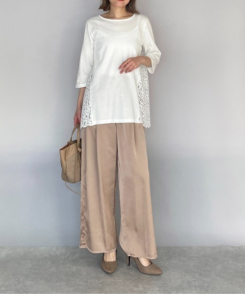 BE NEAT（ビーニート）の「レオパードラッセルレース切替えプルオーバー（Tシャツ/カットソー・レディース・オフホワイト/グレー・M）」の7枚目の写真