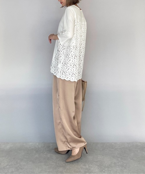 BE NEAT（ビーニート）の「レオパードラッセルレース切替えプルオーバー（Tシャツ/カットソー・レディース・オフホワイト/グレー・M）」の8枚目の写真