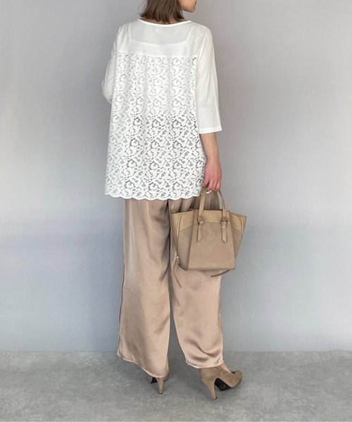 BE NEAT（ビーニート）の「レオパードラッセルレース切替えプルオーバー（Tシャツ/カットソー・レディース・オフホワイト/グレー・M）」の9枚目の写真